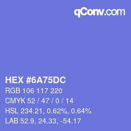 Color code: HEX #6A75DC | qconv.com