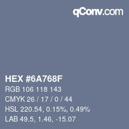 Farbcode: HEX #6A768F | qconv.com