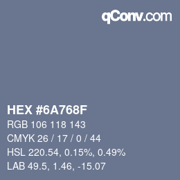 Code couleur: HEX #6A768F | qconv.com