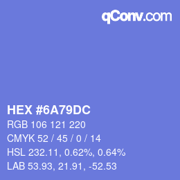 Color code: HEX #6A79DC | qconv.com