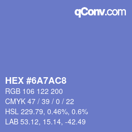 Farbcode: HEX #6A7AC8 | qconv.com