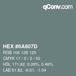 Color code: HEX #6A807D | qconv.com