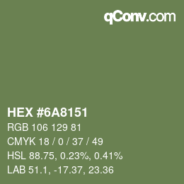 Farbcode: HEX #6A8151 | qconv.com