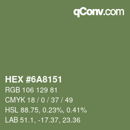Code couleur: HEX #6A8151 | qconv.com