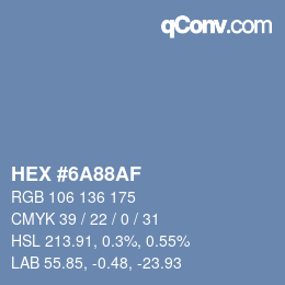 Color code: HEX #6A88AF | qconv.com