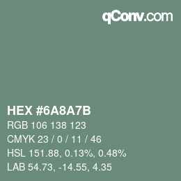 Color code: HEX #6A8A7B | qconv.com