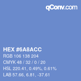 Color code: HEX #6A8ACC | qconv.com