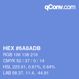 カラーコード: HEX #6A8ADB | qconv.com