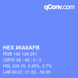 カラーコード: HEX #6A8AFB | qconv.com