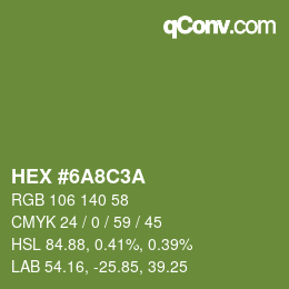 Color code: HEX #6A8C3A | qconv.com