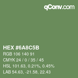 颜色代码: HEX #6A8C5B | qconv.com