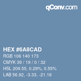 Color code: HEX #6A8CAD | qconv.com