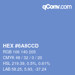 Color code: HEX #6A8CCD | qconv.com