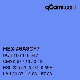 カラーコード: HEX #6A8CF7 | qconv.com