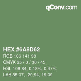 Color code: HEX #6A8D62 | qconv.com