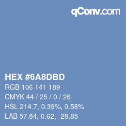 Color code: HEX #6A8DBD | qconv.com