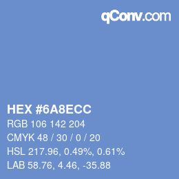 カラーコード: HEX #6A8ECC | qconv.com