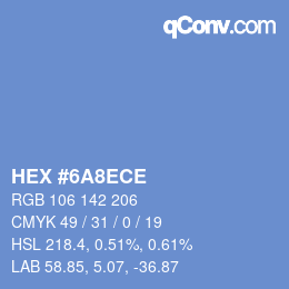 カラーコード: HEX #6A8ECE | qconv.com