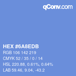 Color code: HEX #6A8EDB | qconv.com