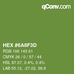 颜色代码: HEX #6A8F3D | qconv.com