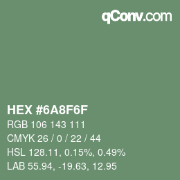 Farbcode: HEX #6A8F6F | qconv.com