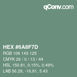 Color code: HEX #6A8F7D | qconv.com
