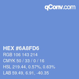 カラーコード: HEX #6A8FD6 | qconv.com