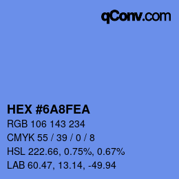 Farbcode: HEX #6A8FEA | qconv.com