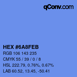 カラーコード: HEX #6A8FEB | qconv.com