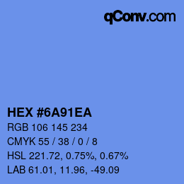 Code couleur: HEX #6A91EA | qconv.com