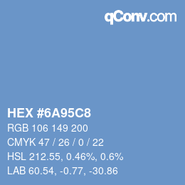 カラーコード: HEX #6A95C8 | qconv.com