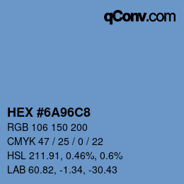 颜色代码: HEX #6A96C8 | qconv.com