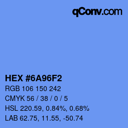 Farbcode: HEX #6A96F2 | qconv.com