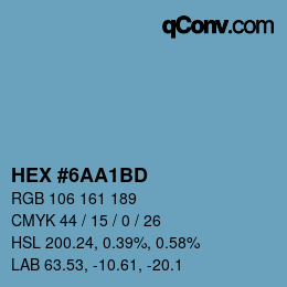 カラーコード: HEX #6AA1BD | qconv.com