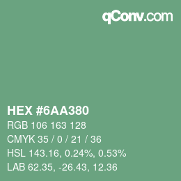 Color code: HEX #6AA380 | qconv.com