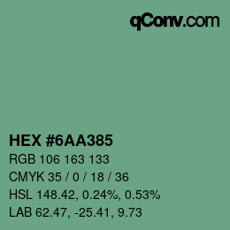 Color code: HEX #6AA385 | qconv.com