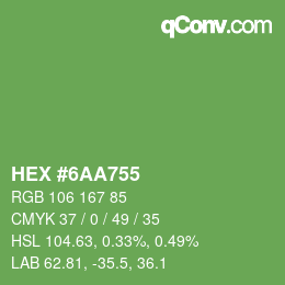 Farbcode: HEX #6AA755 | qconv.com