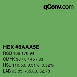 カラーコード: HEX #6AAA5E | qconv.com
