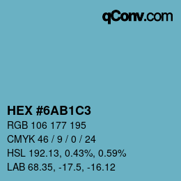 Farbcode: HEX #6AB1C3 | qconv.com
