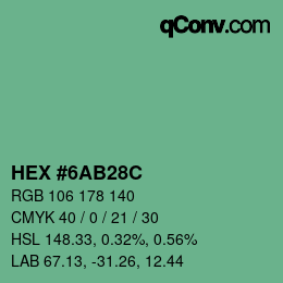 Color code: HEX #6AB28C | qconv.com