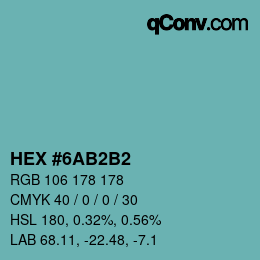 Color code: HEX #6AB2B2 | qconv.com