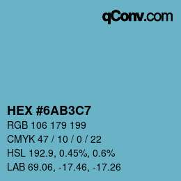 Farbcode: HEX #6AB3C7 | qconv.com