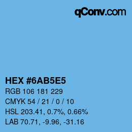 カラーコード: HEX #6AB5E5 | qconv.com