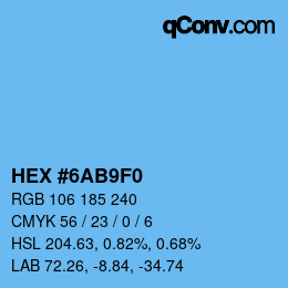 Color code: HEX #6AB9F0 | qconv.com