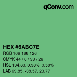 Color code: HEX #6ABC7E | qconv.com