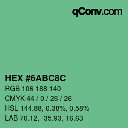 Color code: HEX #6ABC8C | qconv.com