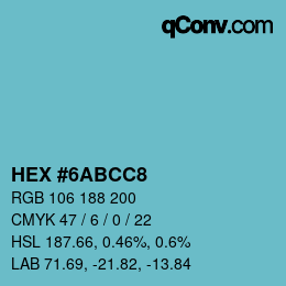 Color code: HEX #6ABCC8 | qconv.com