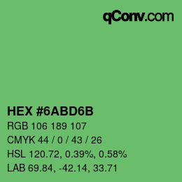 Color code: HEX #6ABD6B | qconv.com