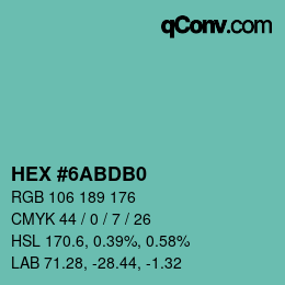 Color code: HEX #6ABDB0 | qconv.com