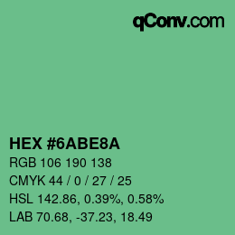 Código de color: HEX #6ABE8A | qconv.com